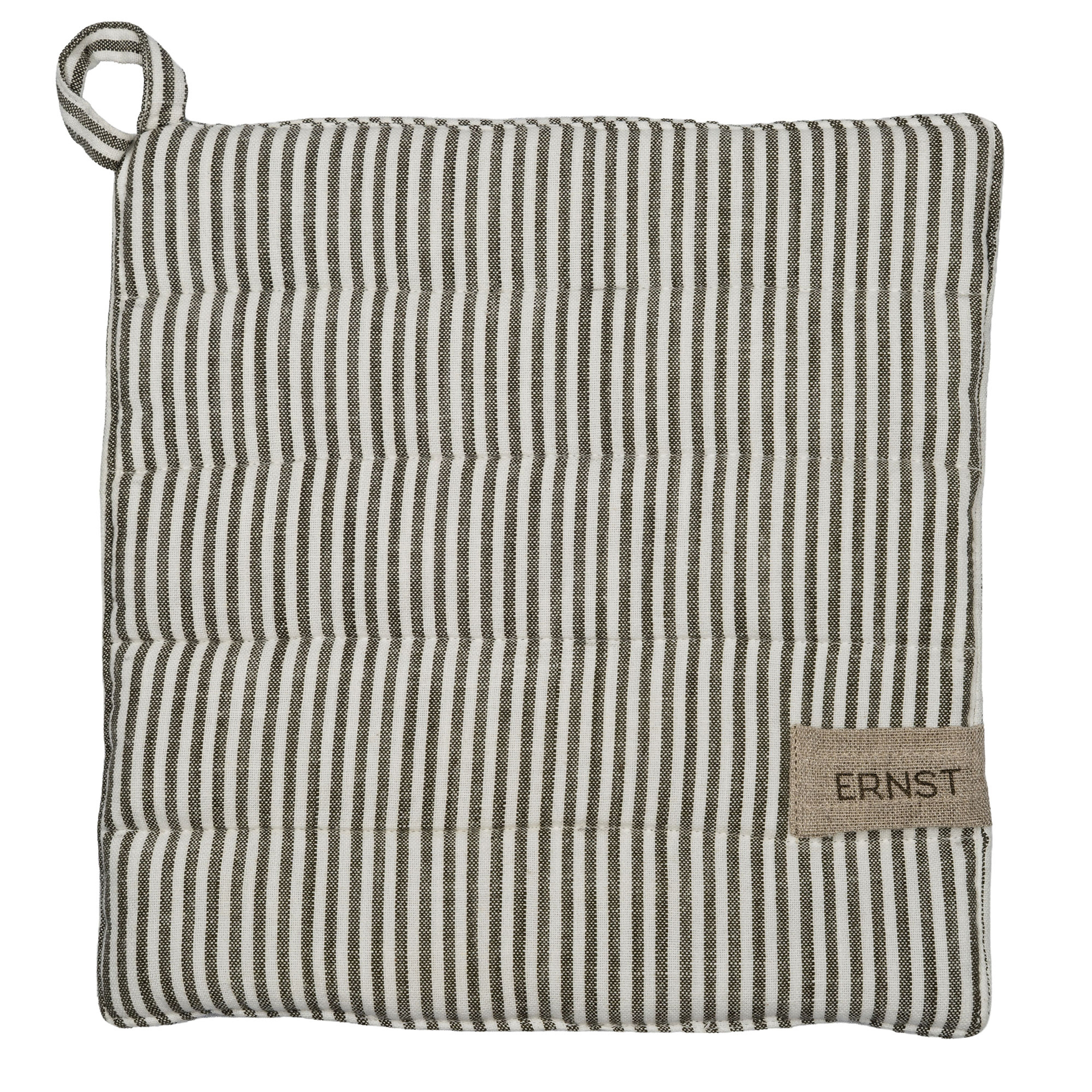 Grytlapp 23 × 25 cm smalrandig, salvia/vit