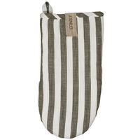 Grillhandske 16 x 30 cm bredstribet, salvie/hvid