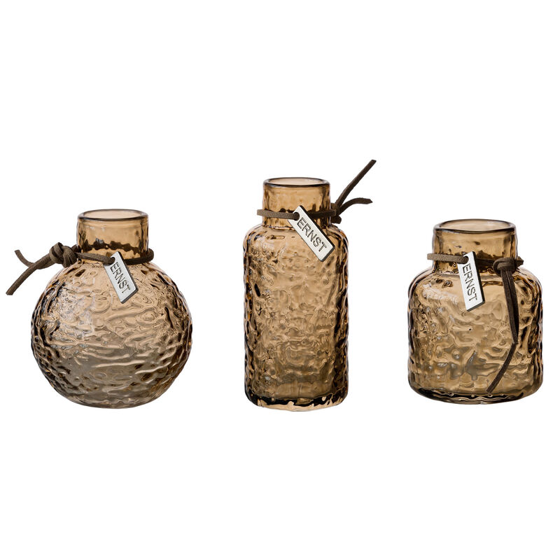 Glassvaser med mønster 3-pakning, rav