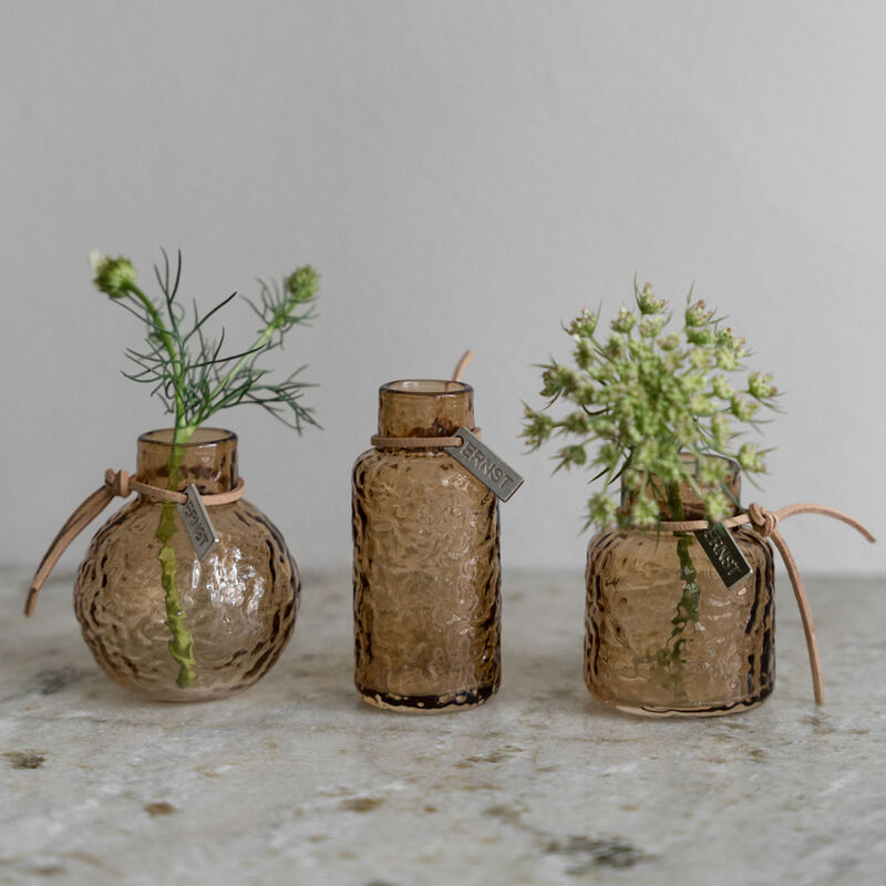 Glassvaser med mønster 3-pakning, rav