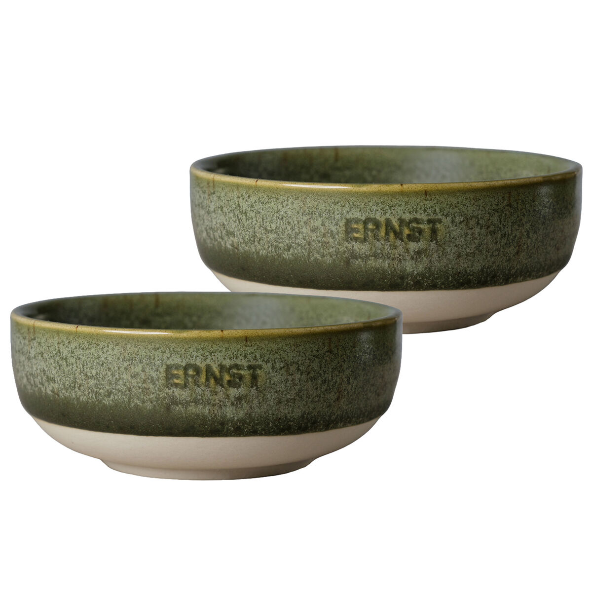 Skål grøn/natur 11 cm 2-pak