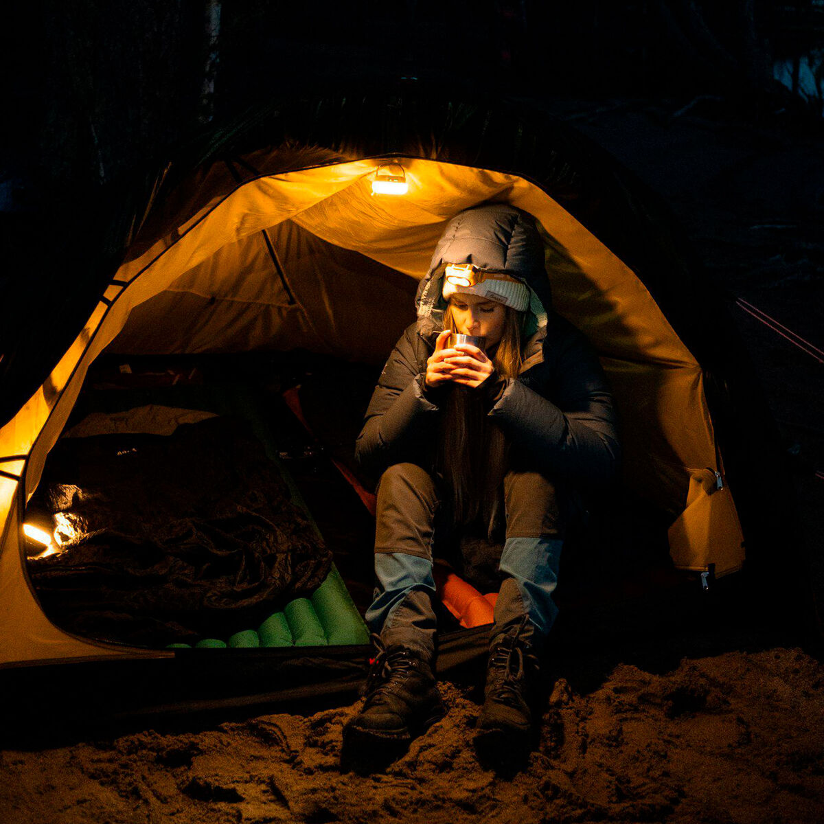 Glow campinglykt, svart