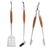 Grillredskaber i trææske, 3 stk