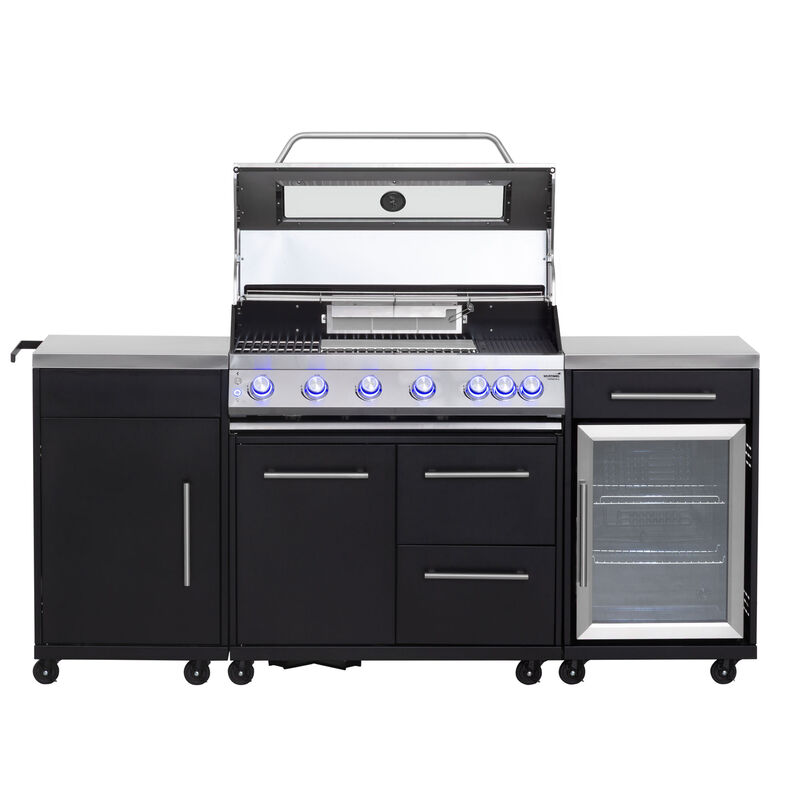 Topaz 6+1 gasolgrill och utekök med kylskåp