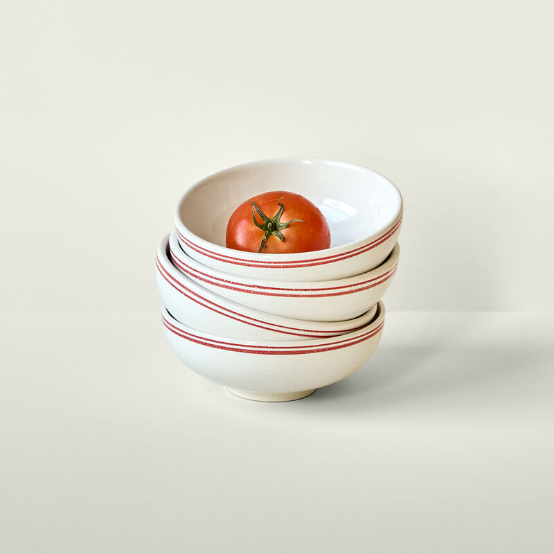 Bistro skål, rød/hvid, 2 stk.