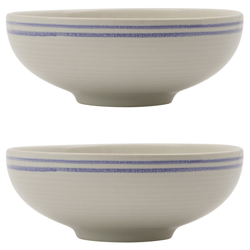 Bistro skål, blå/hvid, 2 stk.