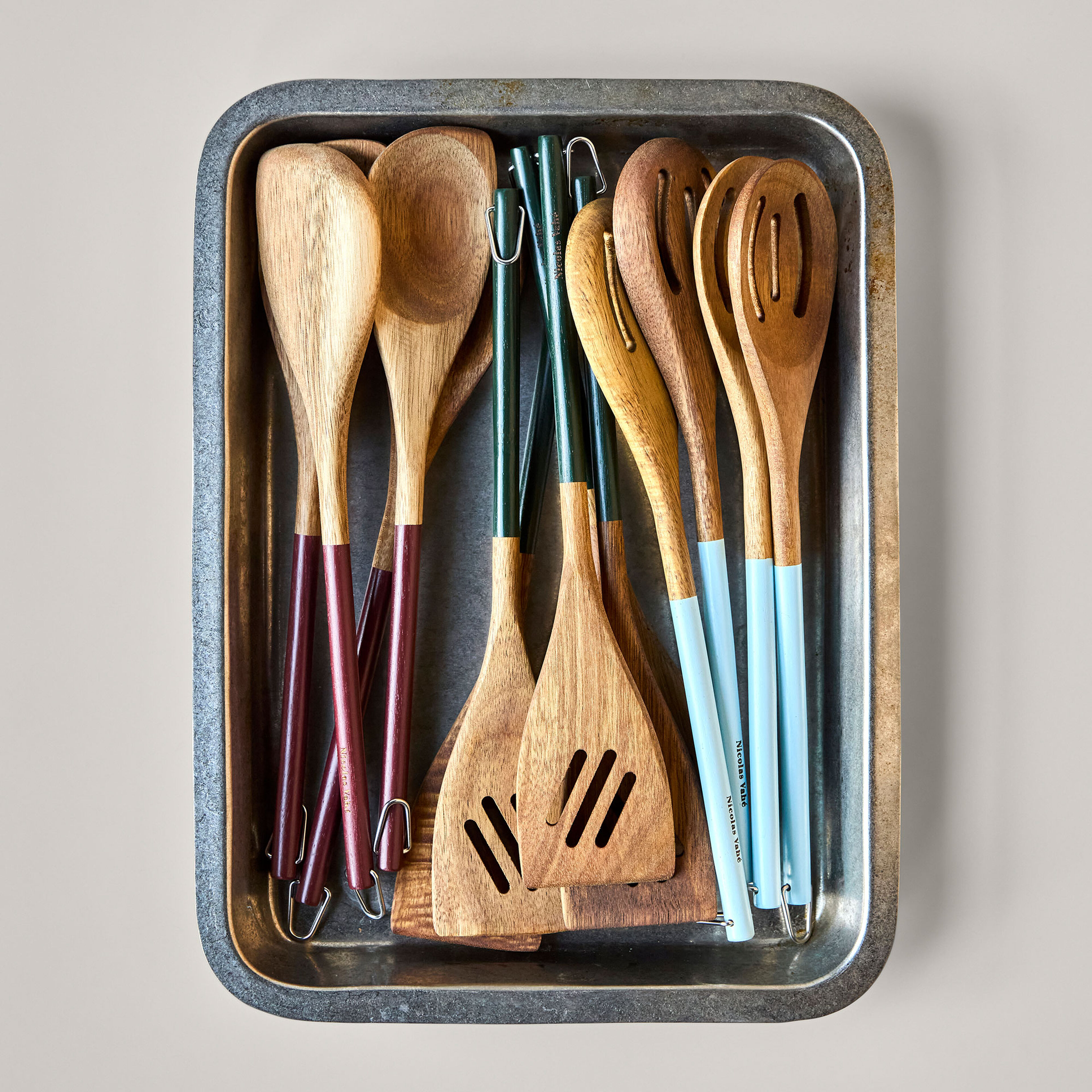 Serveringsskedar, röd/blå/grön