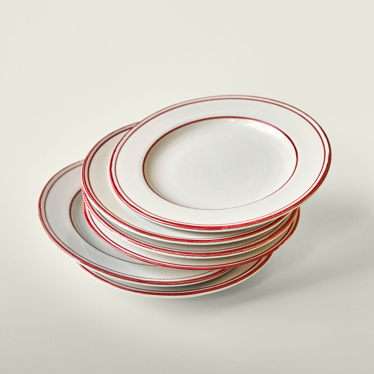 Bistro lautanen 21 cm, 2 kpl, punainen/valkoinen