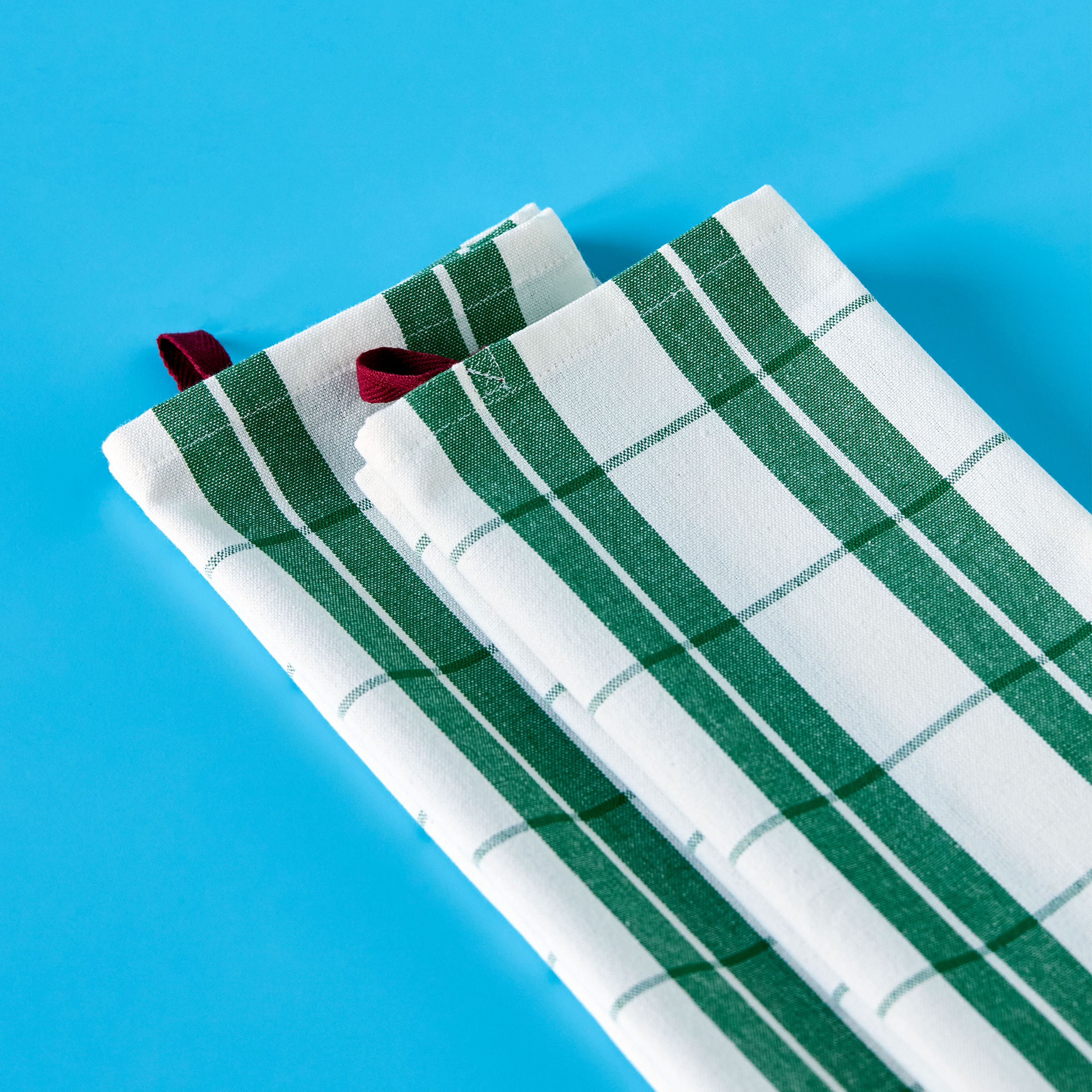 Kökshanddukar 2-pack, grön/vit