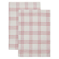 Kökshanddukar 2-pack, röd/vit