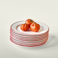 Bistro middagstallerken Ø27 cm, hvid/rød