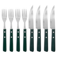 Steakkniv- og gaffelsæt 8 dele, grøn