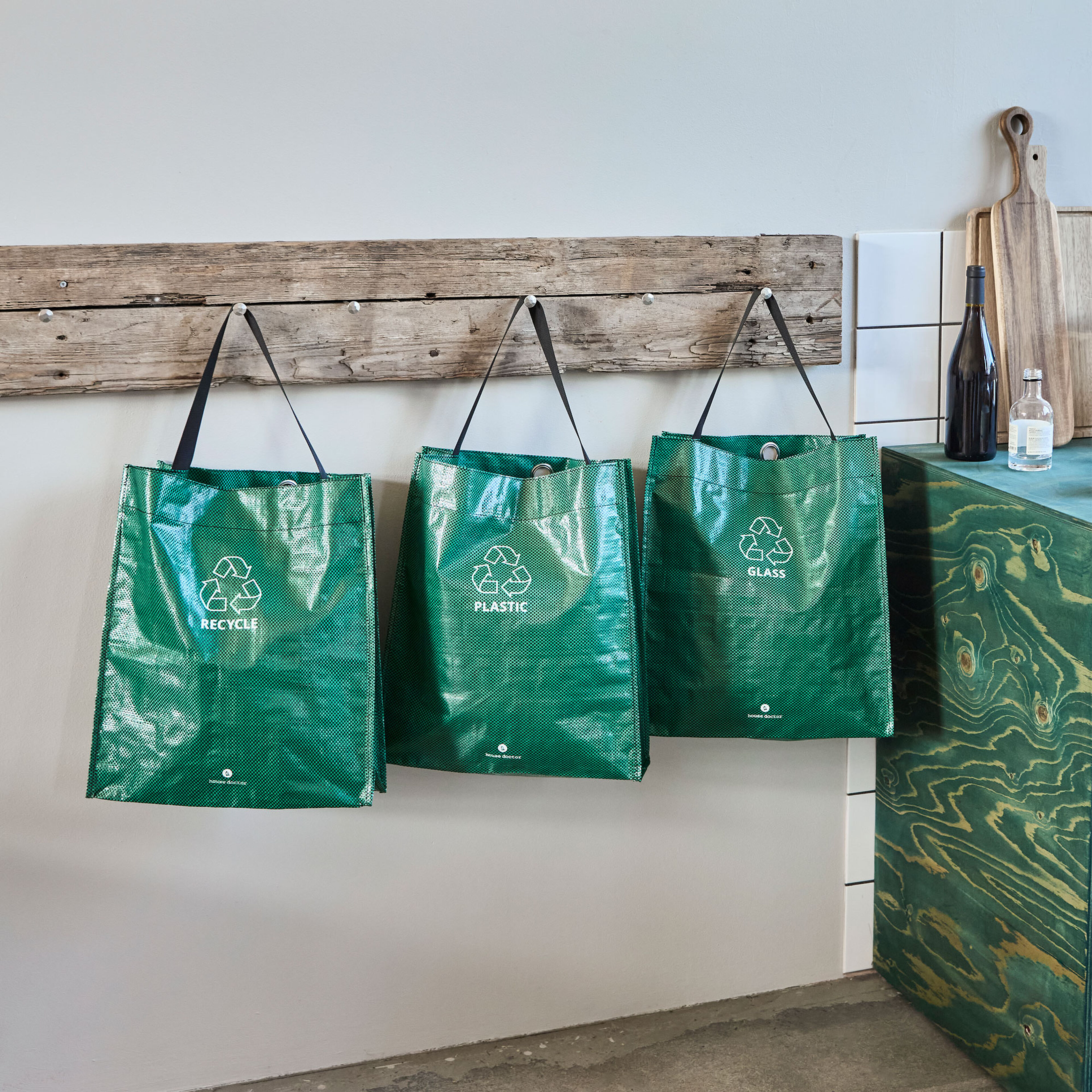 Recycle opbevaringspose til genbrug, grøn