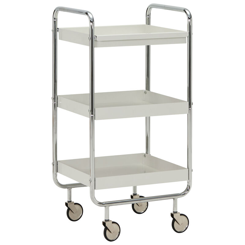 Serveringsvogn, offwhite/krom