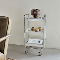 Serveringsvogn, offwhite/krom