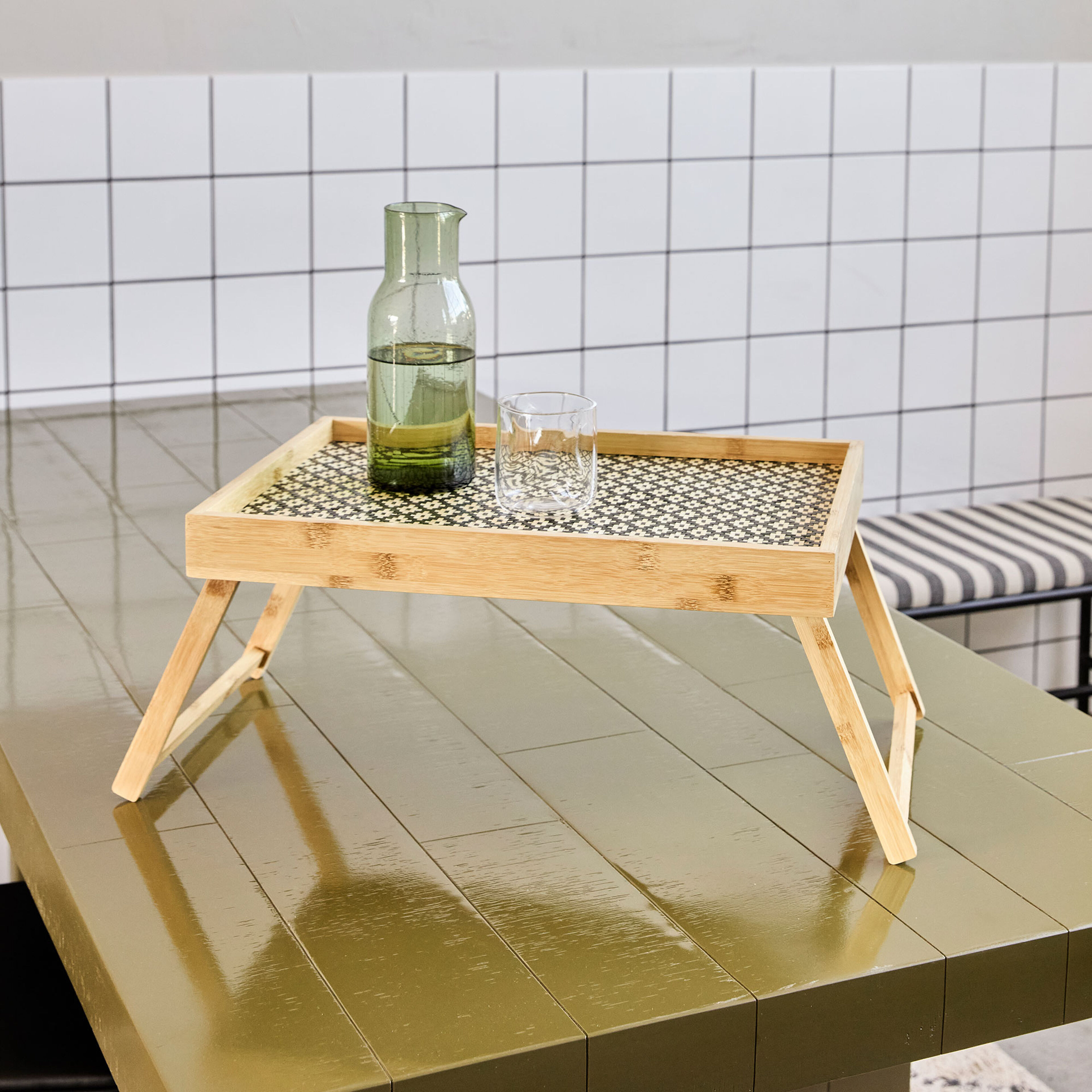 Frukostbricka, svart/natur