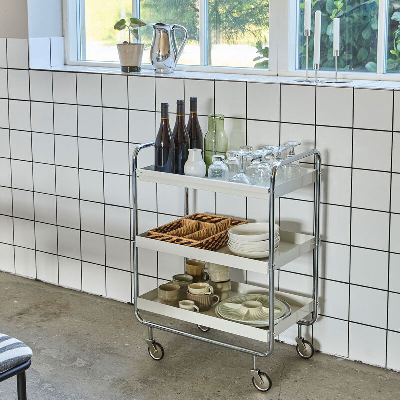 Serveringsvagn large, off-white/chrome