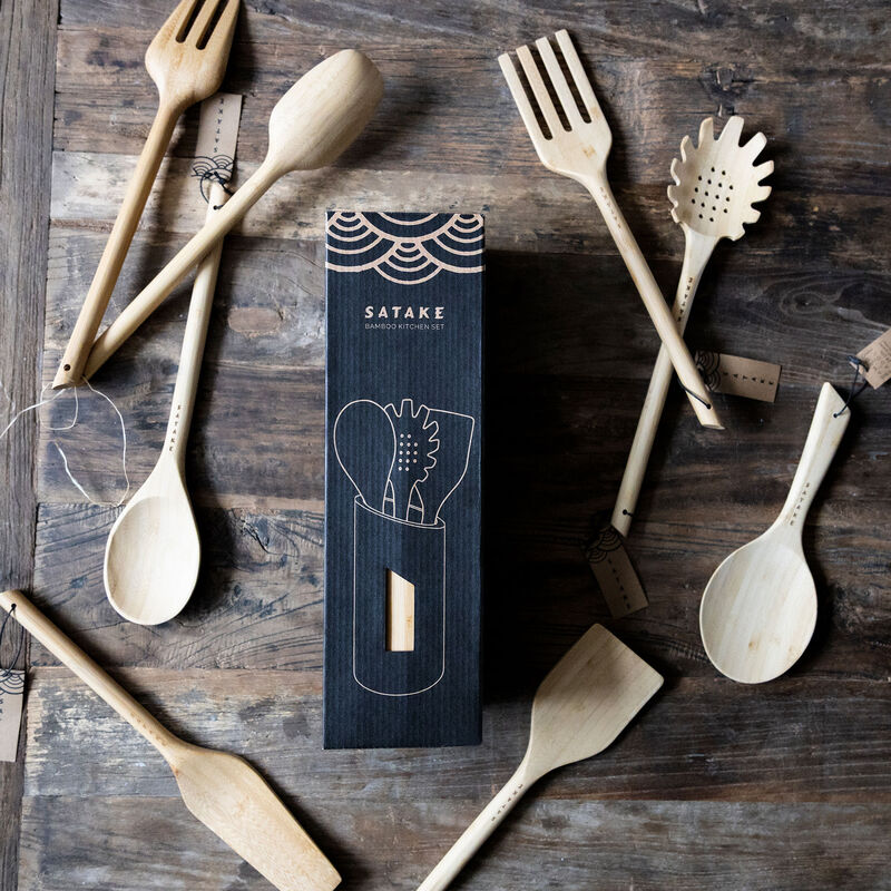 Redskapssett med holder, bambus