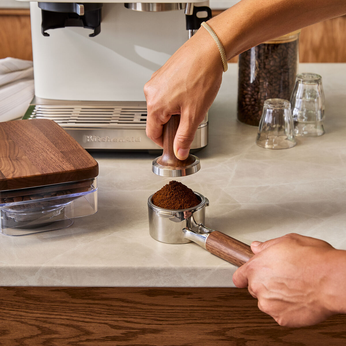 KESWAS SWB tillbehörspaket till espressomaskin, valnöt