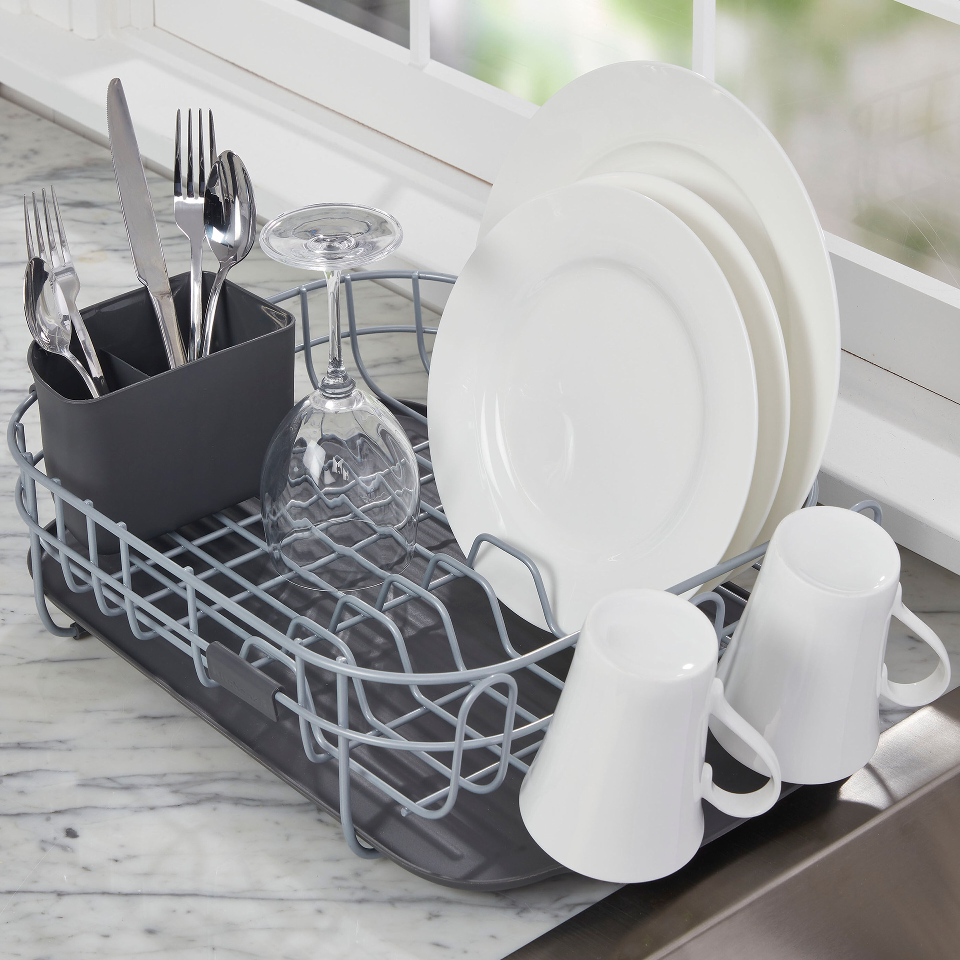 Kompakt oppvaskstativ, grå