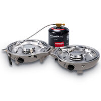 Compact transportabel gaskøkken med to brændere, urban grey