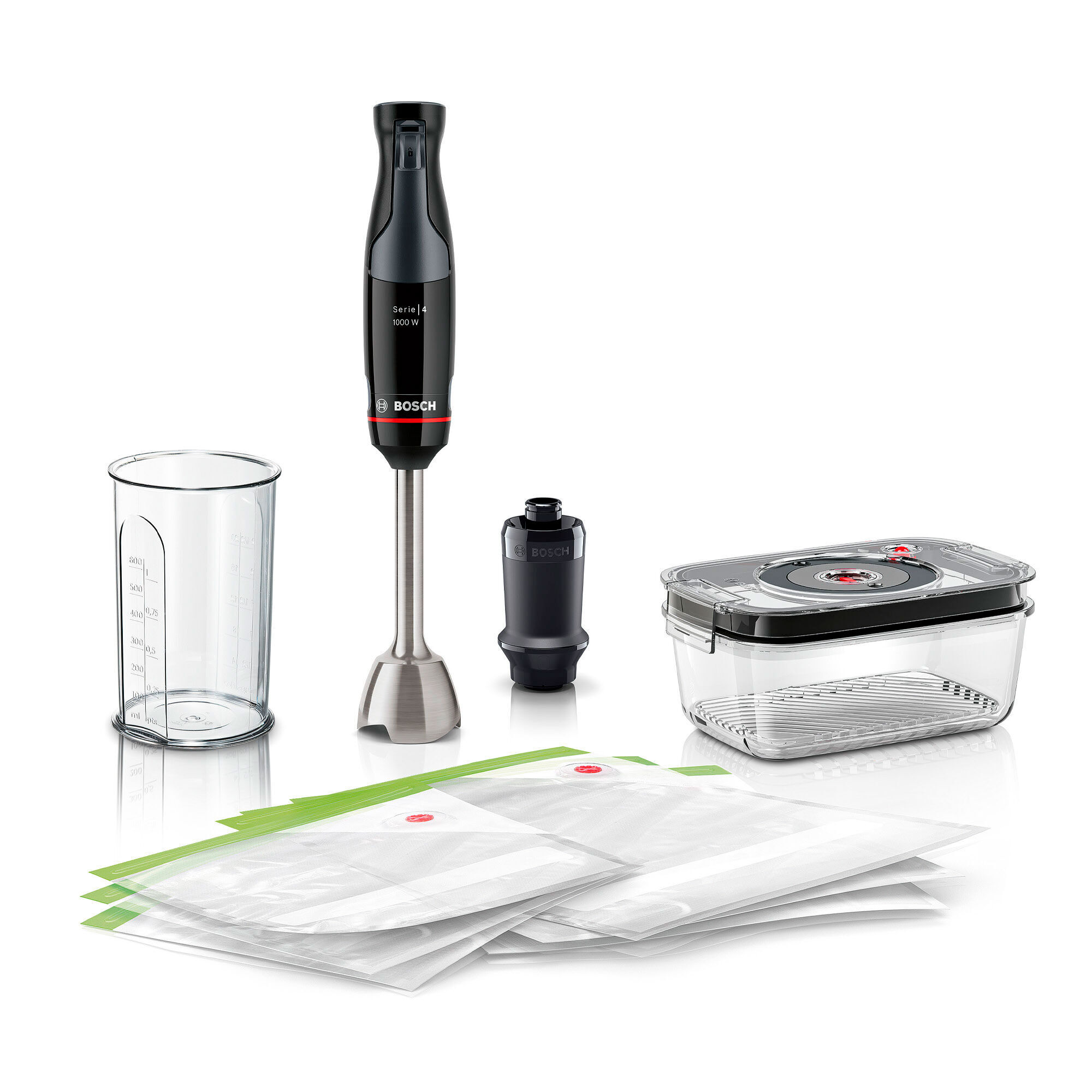 Bosch Serie 4 ErgoMaster MSM4B6V2 stavblender i sort med tilbehør