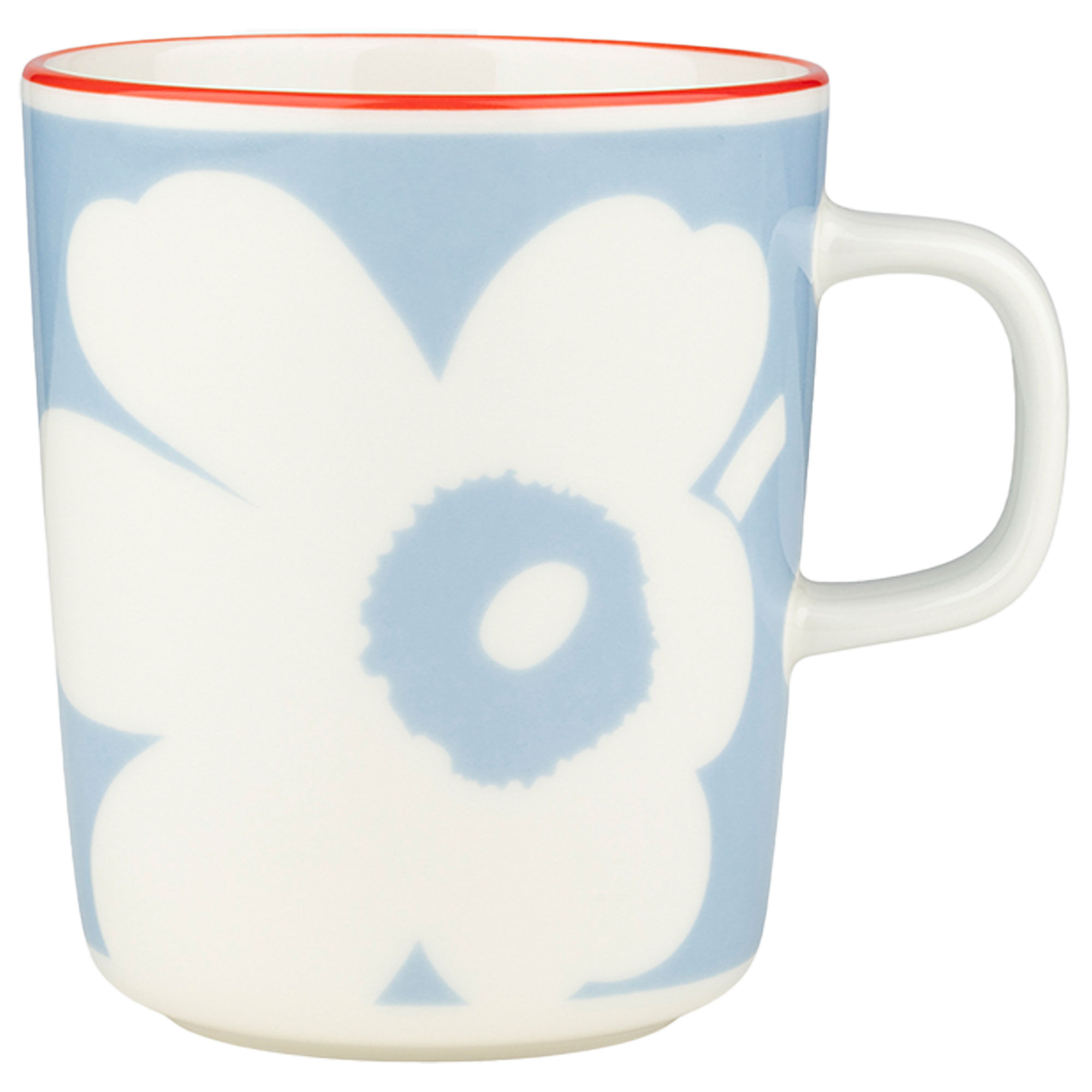 Marimekko Juhla Unikko mugg 2,5 dl, vit/ljusblå/orangeröd