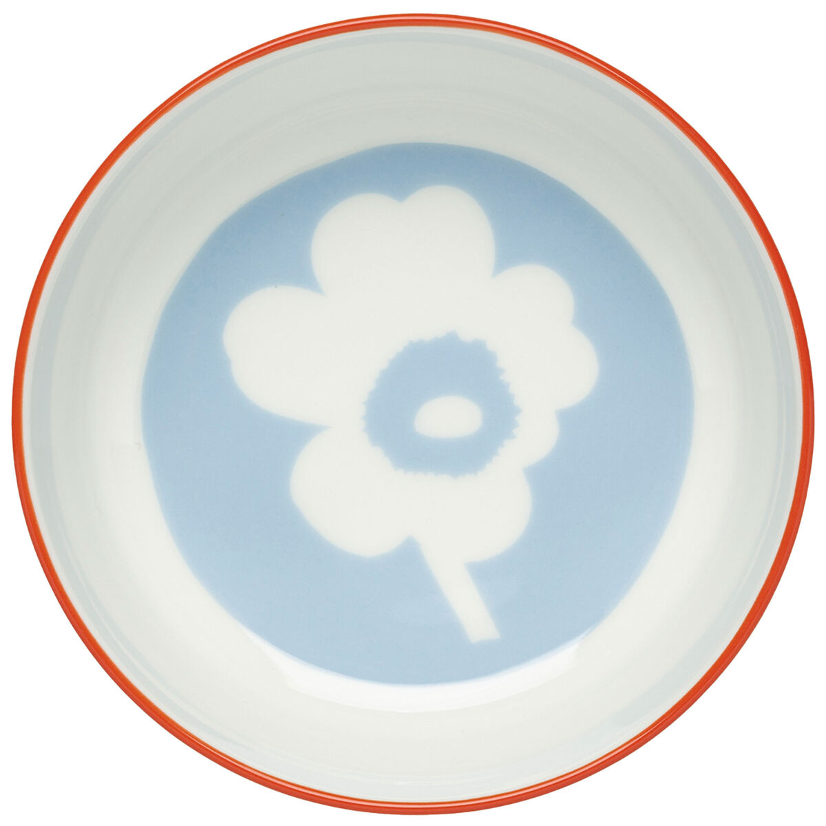 Unikko skål 4 dl, hvid/lyseblå/orangerød