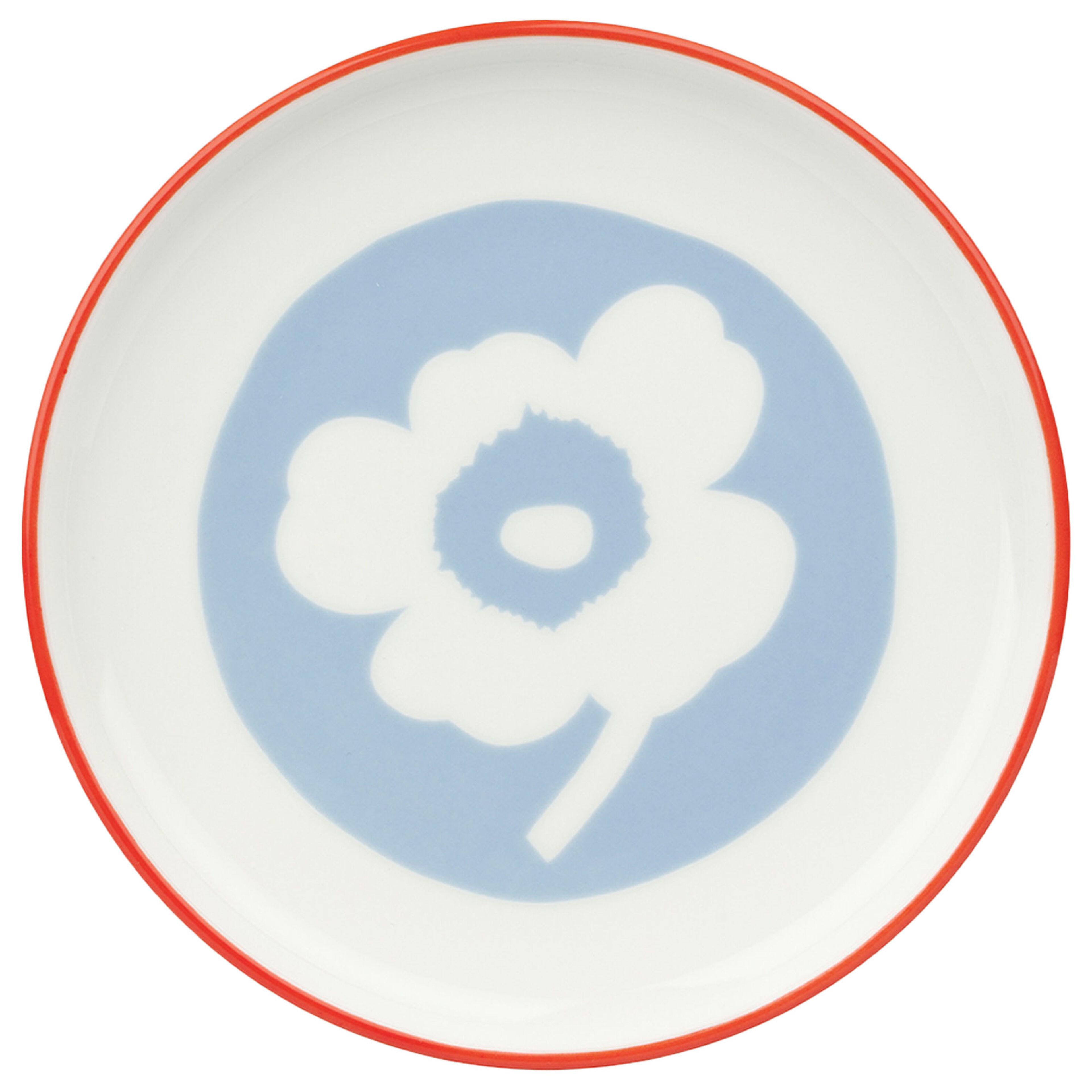 Unikko fat 13,5 cm, vit/ljusblå/orangeröd