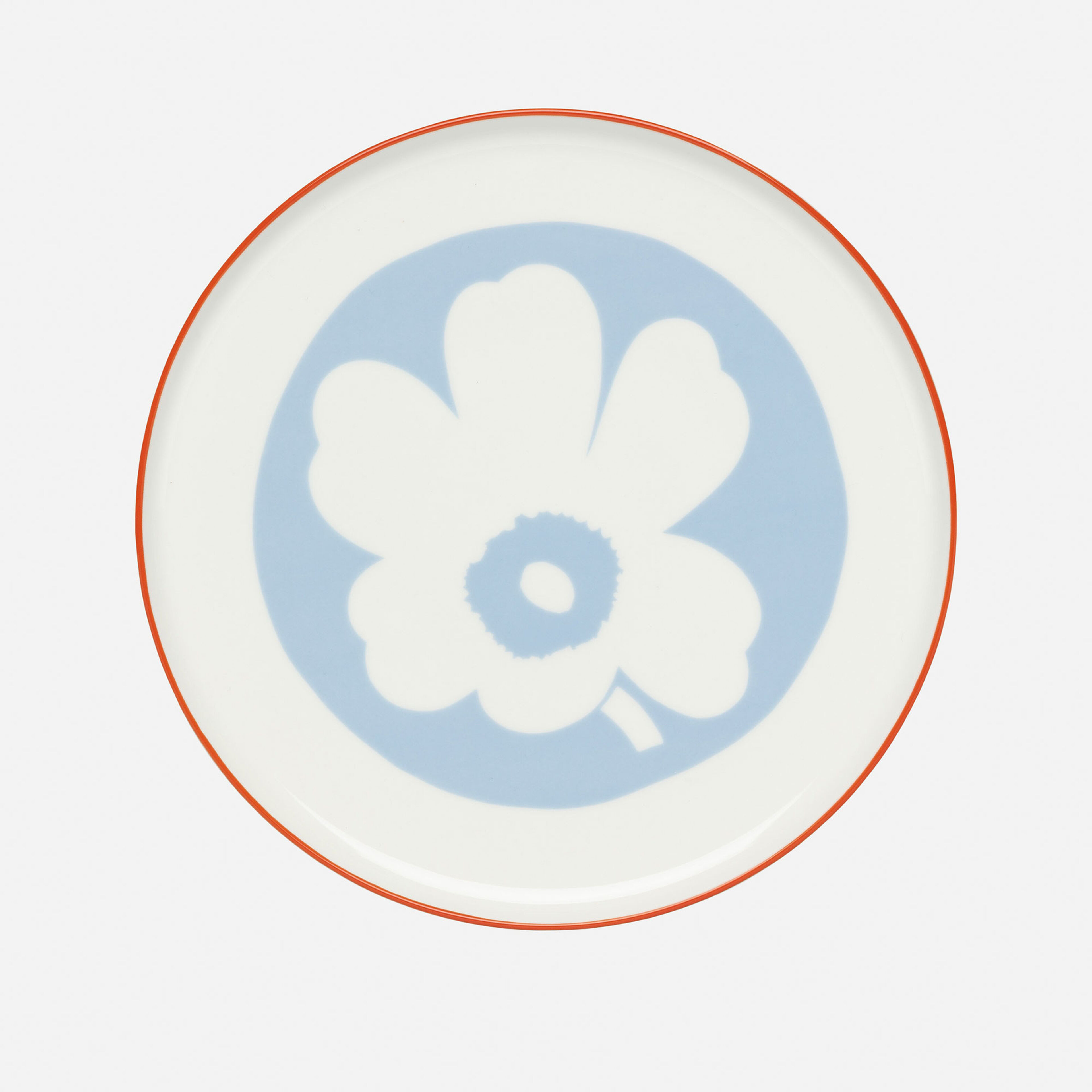 Unikko tarjoilulautanen 24 cm, valkoinen/vaaleansininen/oranssinpunainen