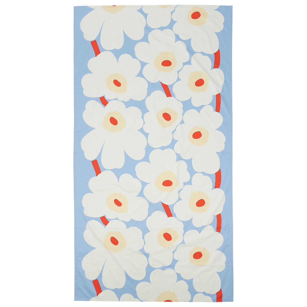 Unikko dug 135 × 250 cm, lyseblå/naturhvid