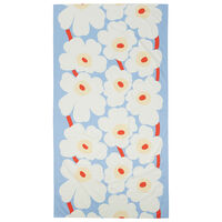 Unikko dug 135 × 250 cm, lyseblå/naturhvid