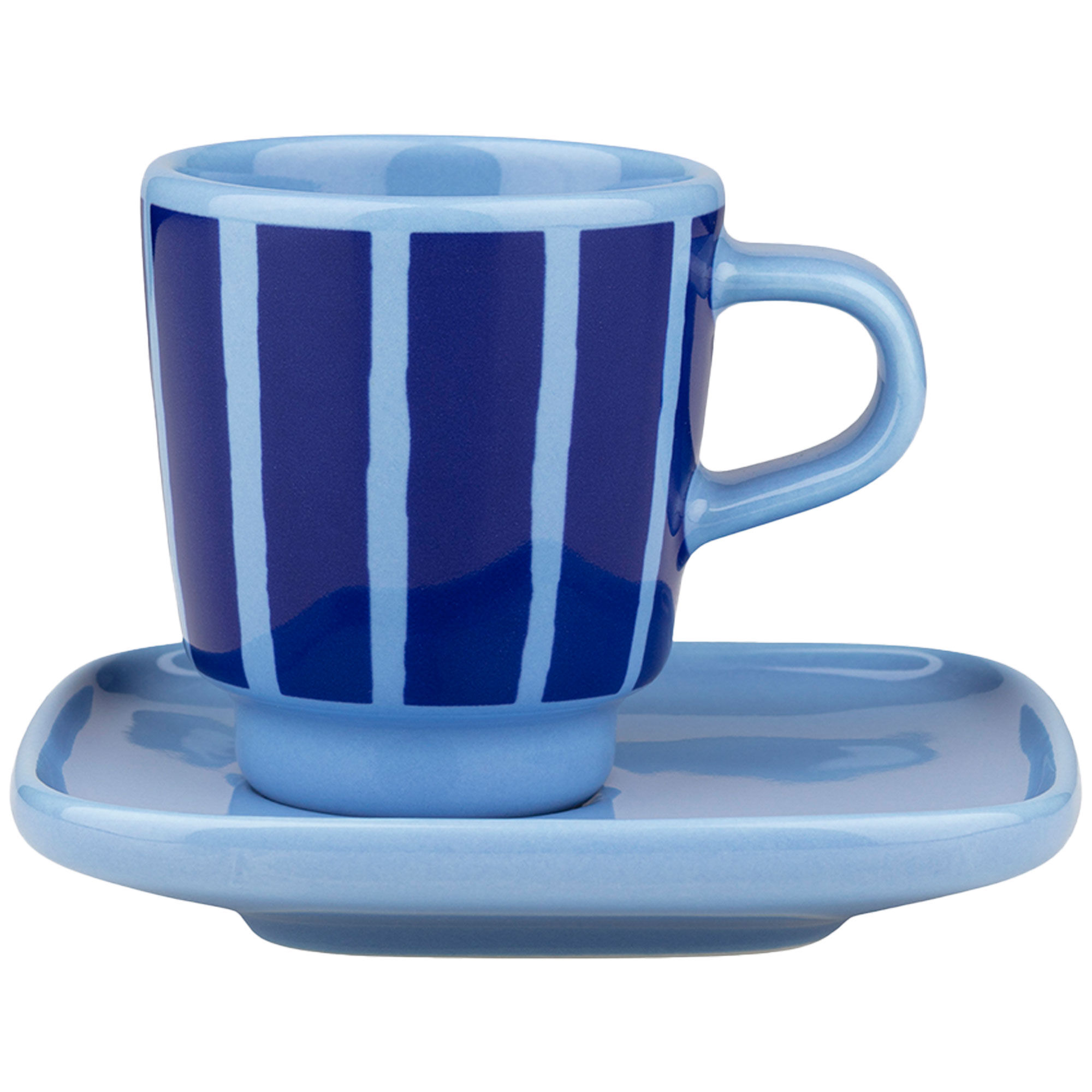 Marimekko Piccolo espressokopp med fat 5 cl, ljusblå/blå