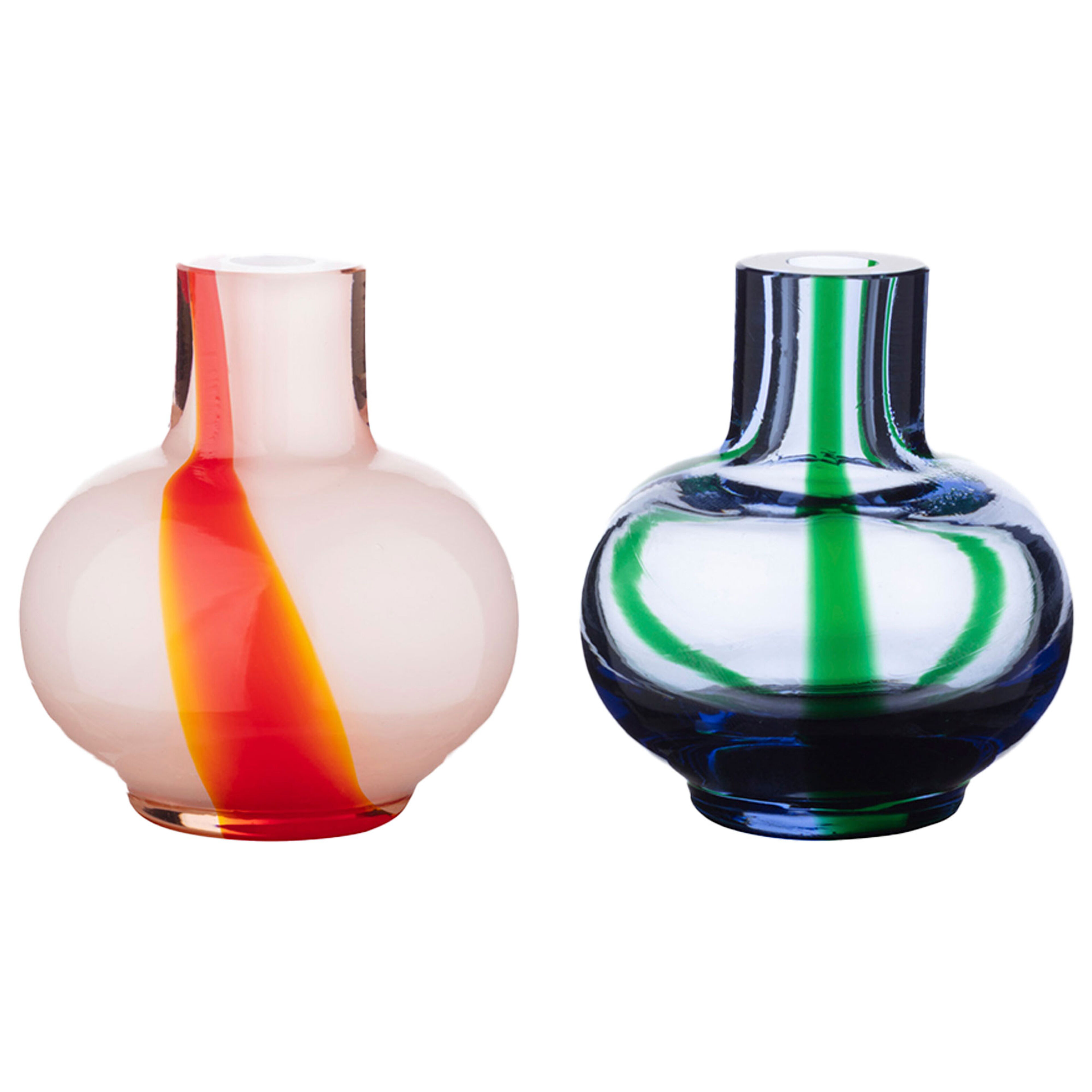 Mini vas 2-pack 6 cm, blå/grön/röd/vit