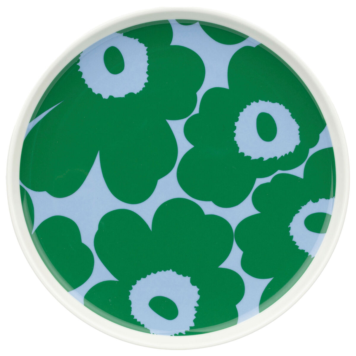 Unikko asiet 20 cm, hvid/grøn/lyseblå