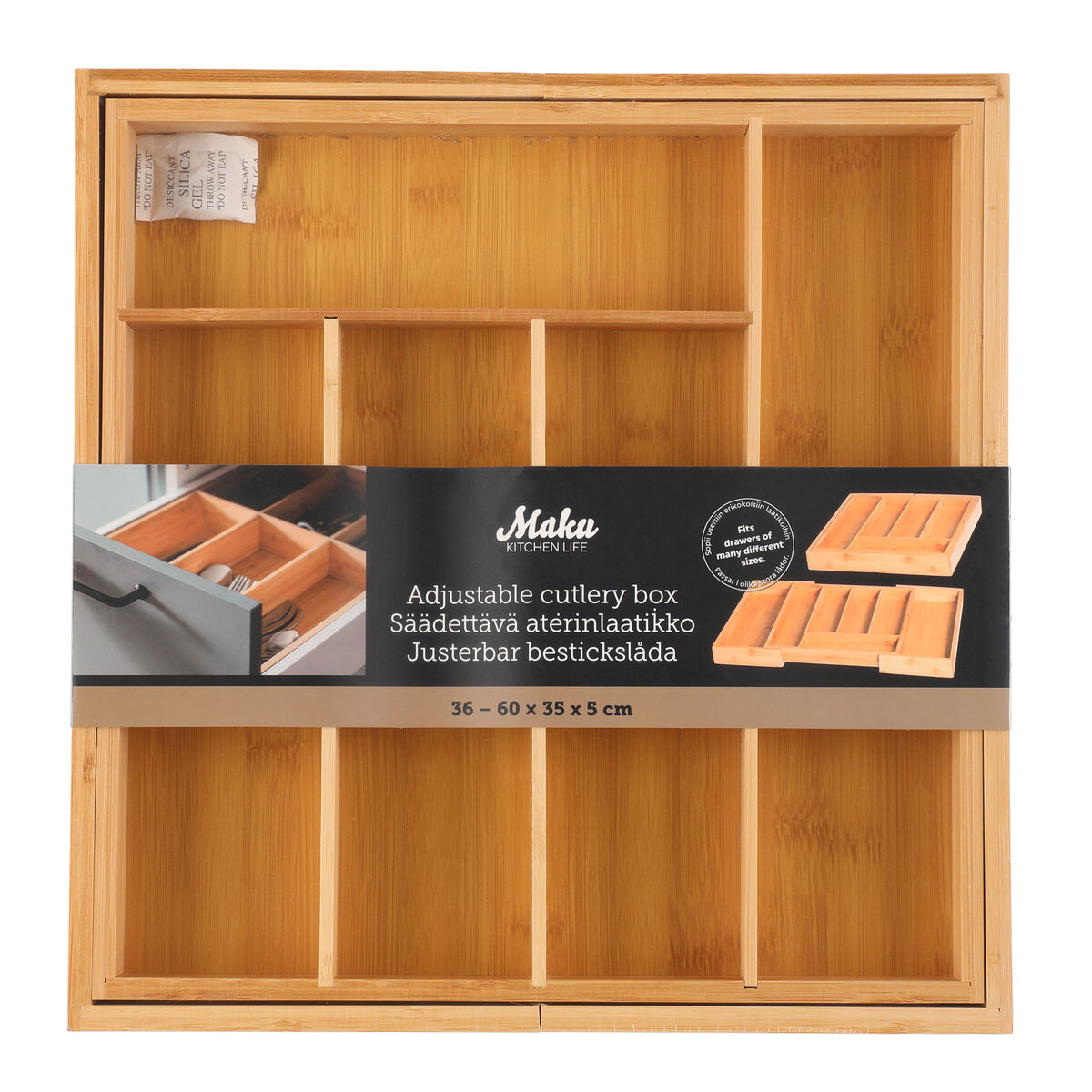 Justerbar bestickinsats 36–60 centimeter, bambu