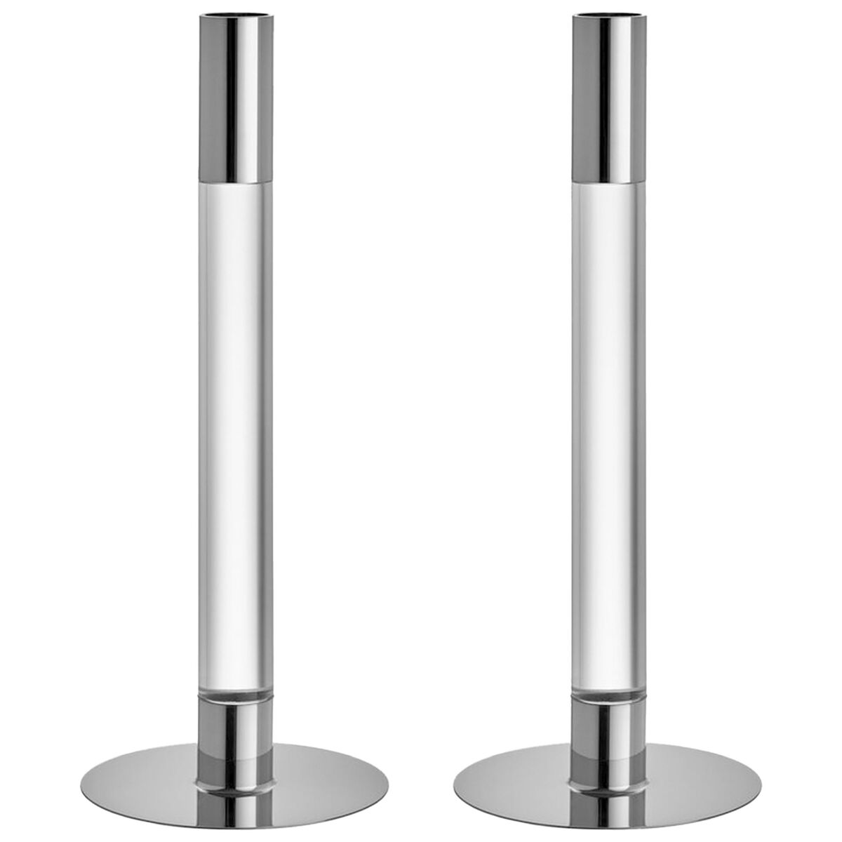 Lumiere lysestage 26,5 cm 2-pak, sølv/glas