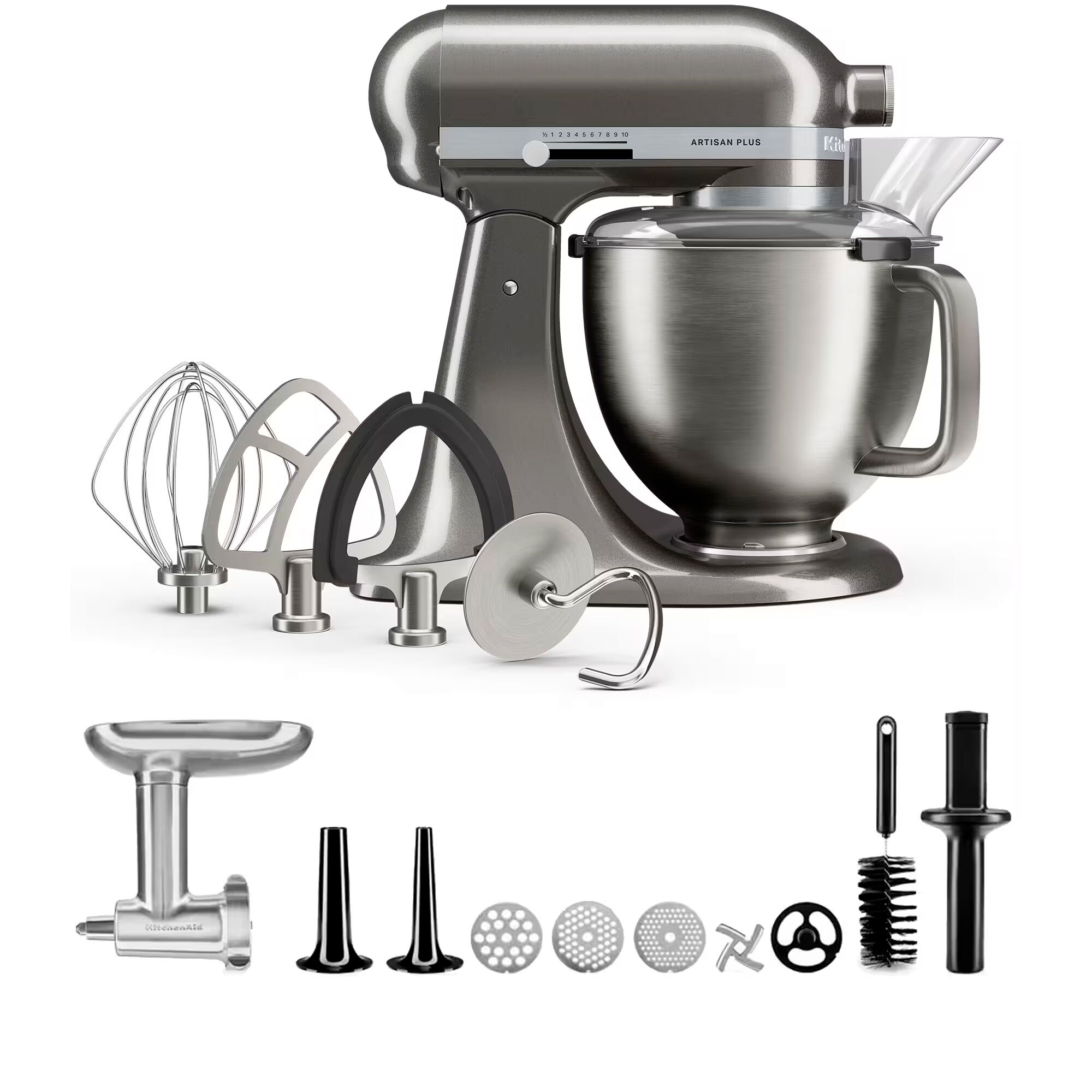 KitchenAid Artisan Plus 4,7 liter med kødkværn, medallion silver