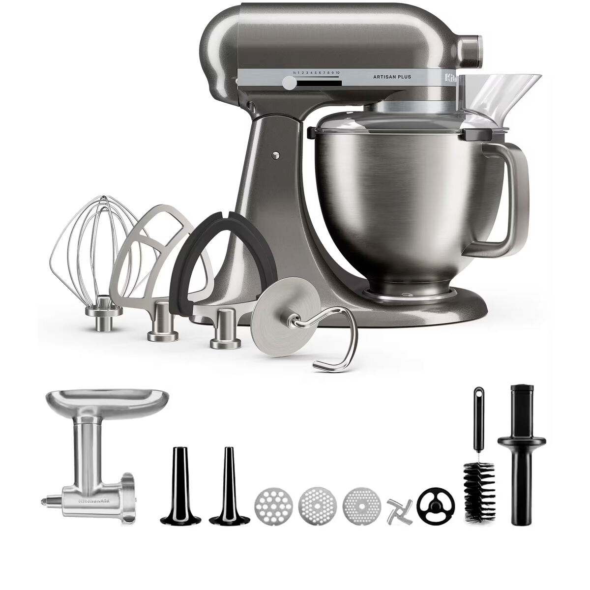 KitchenAid Artisan Plus 4,7 liter med köttkvarn, medallion silver