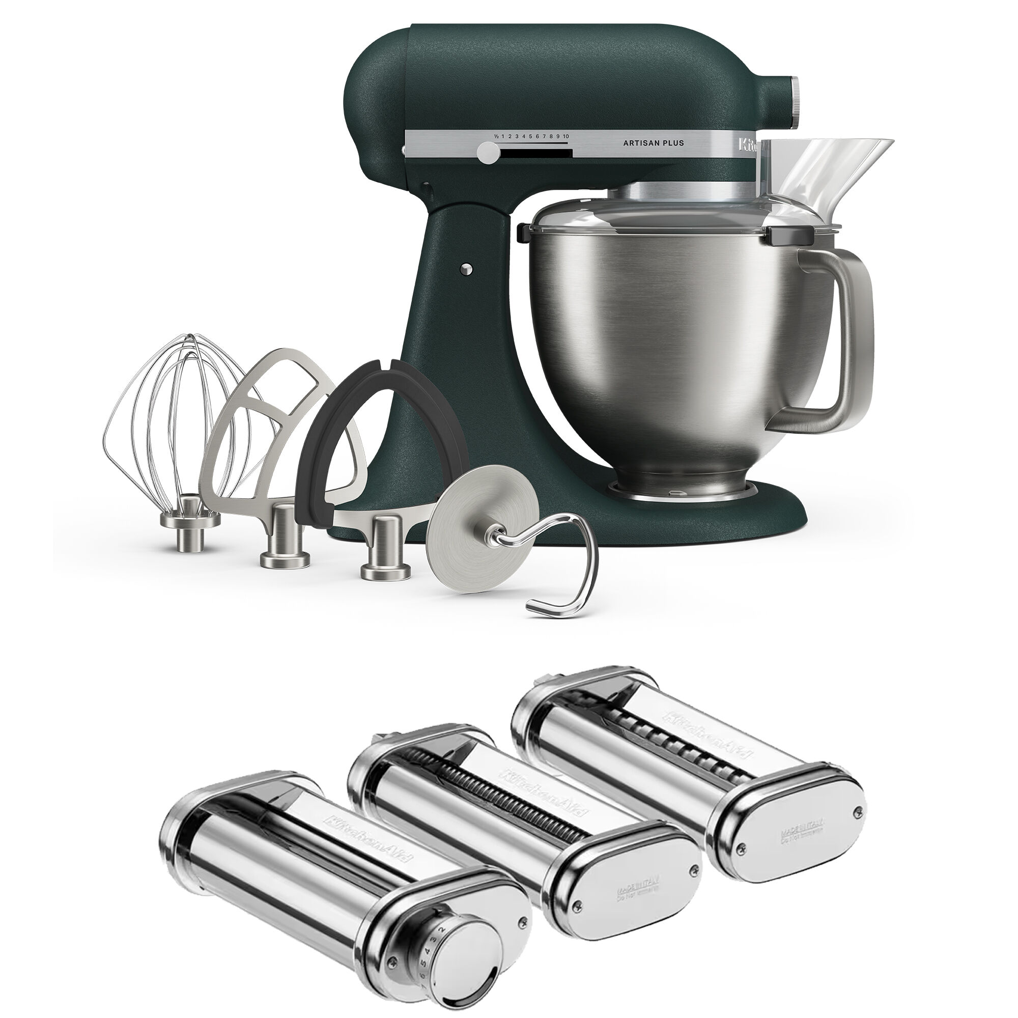 Kitchenaid Artisan Plus køkkenmaskine med pastasæt 4,7 liter, pebbled palm