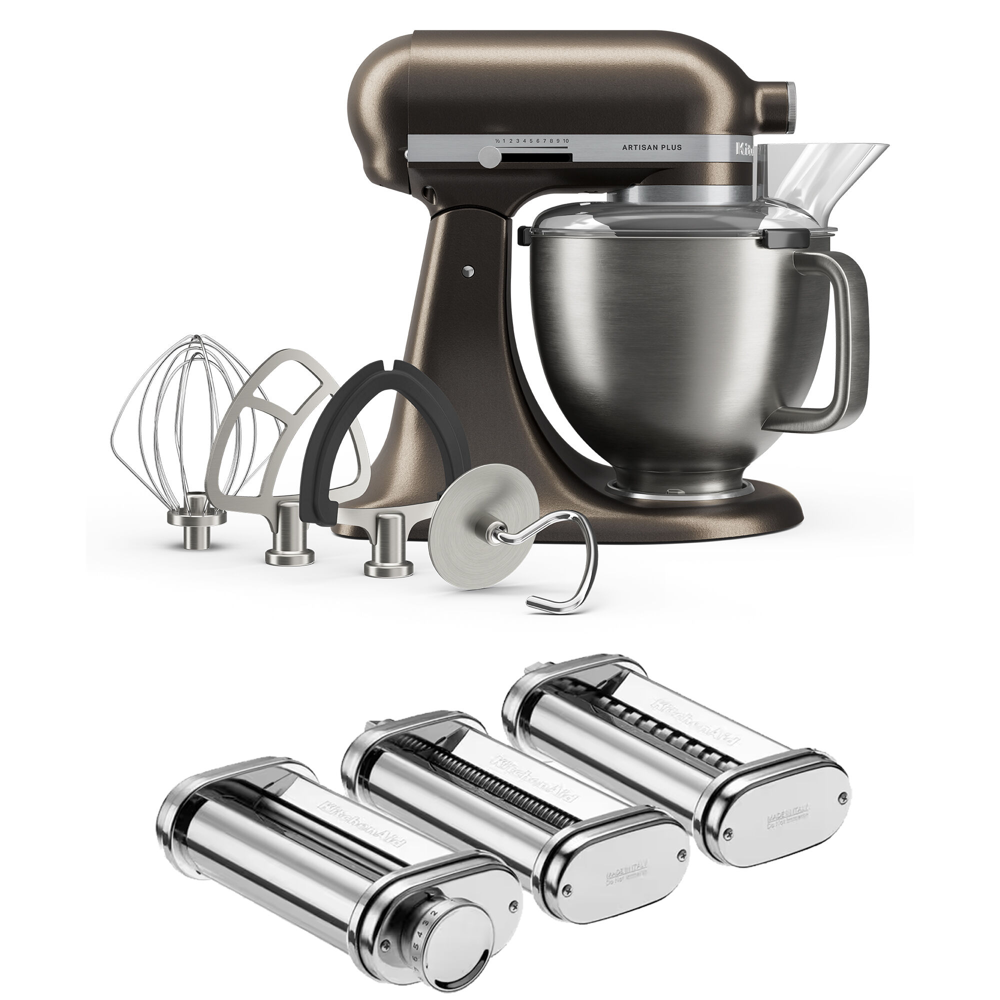 Kitchenaid Artisan Plus køkkenmaskine 4,7 liter med pastasæt, iron ore