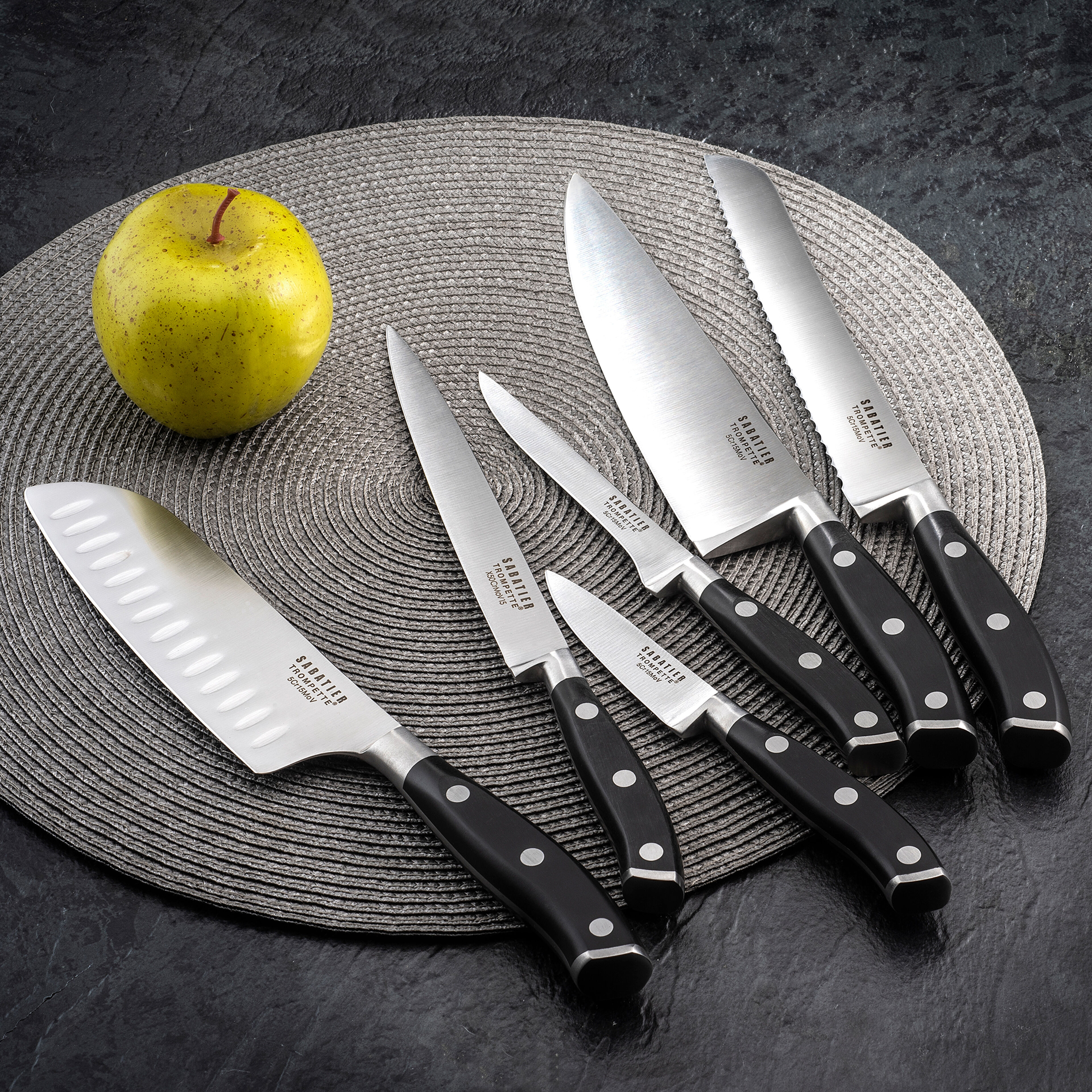 Vulcano allroundkniv 12 cm, stål/sort