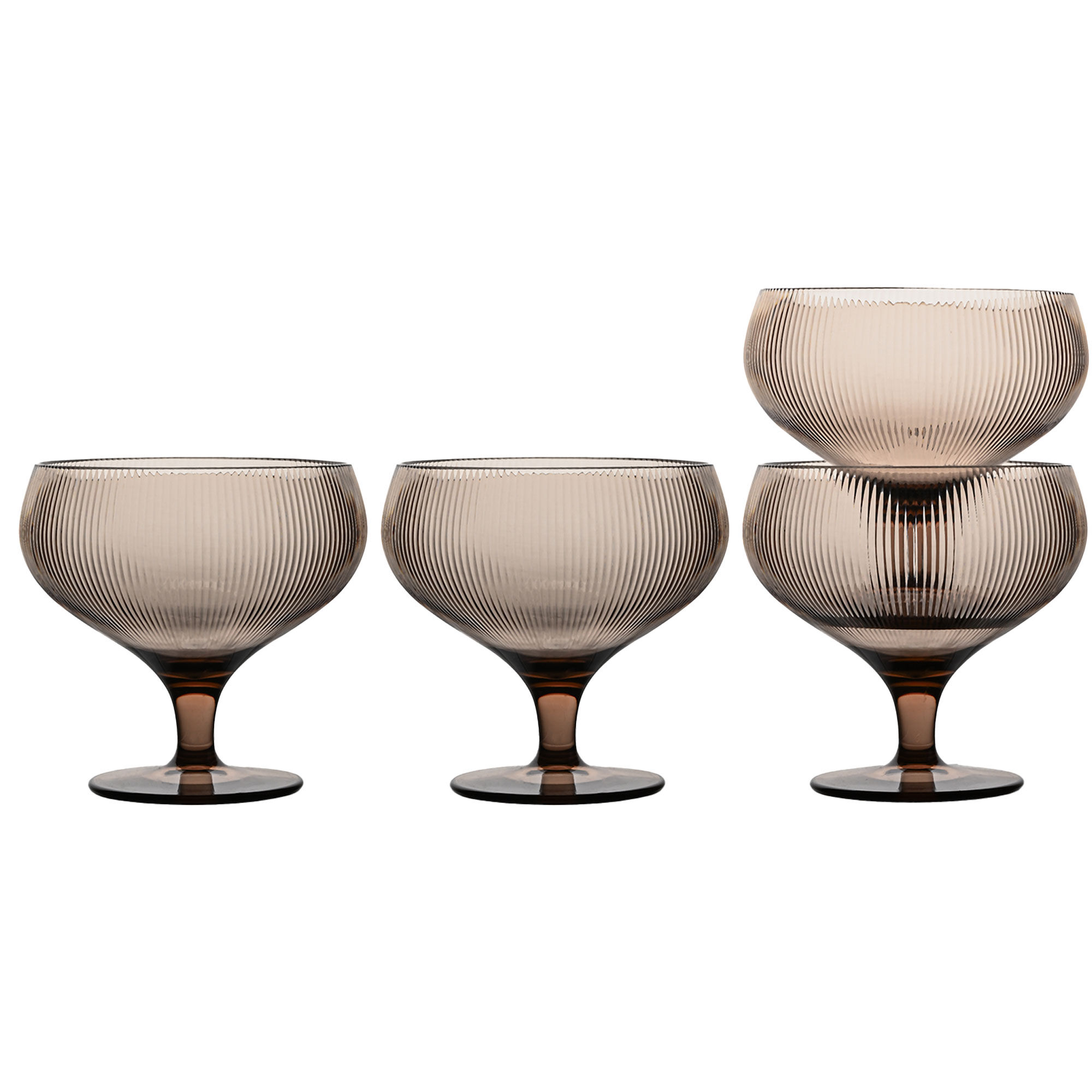 Sagaform Billi Champagnekupa Rpet, 4-pack Brun