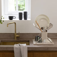 Sinkside sammenklappeligt opvaskestativ, soft beige