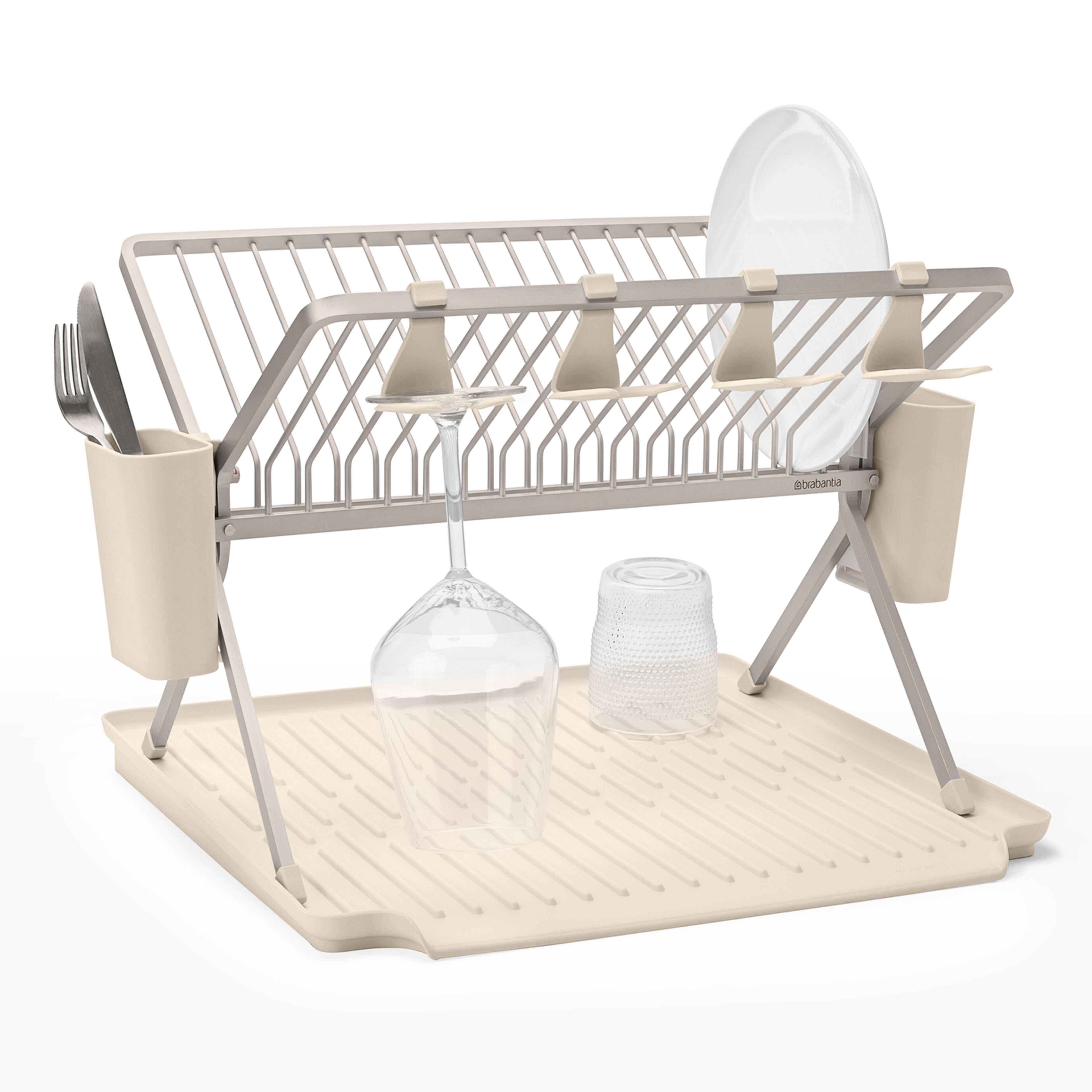 Sinkside hopfällbart diskställ stor, soft beige