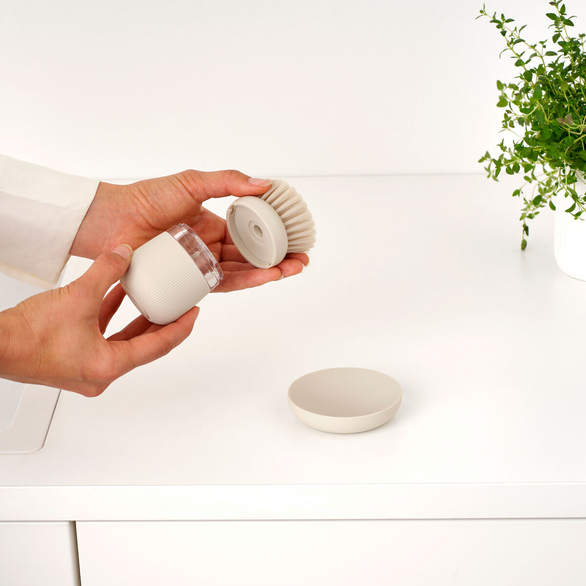 Sinkside børstehoved til opvaskebørste 2-pak, soft beige