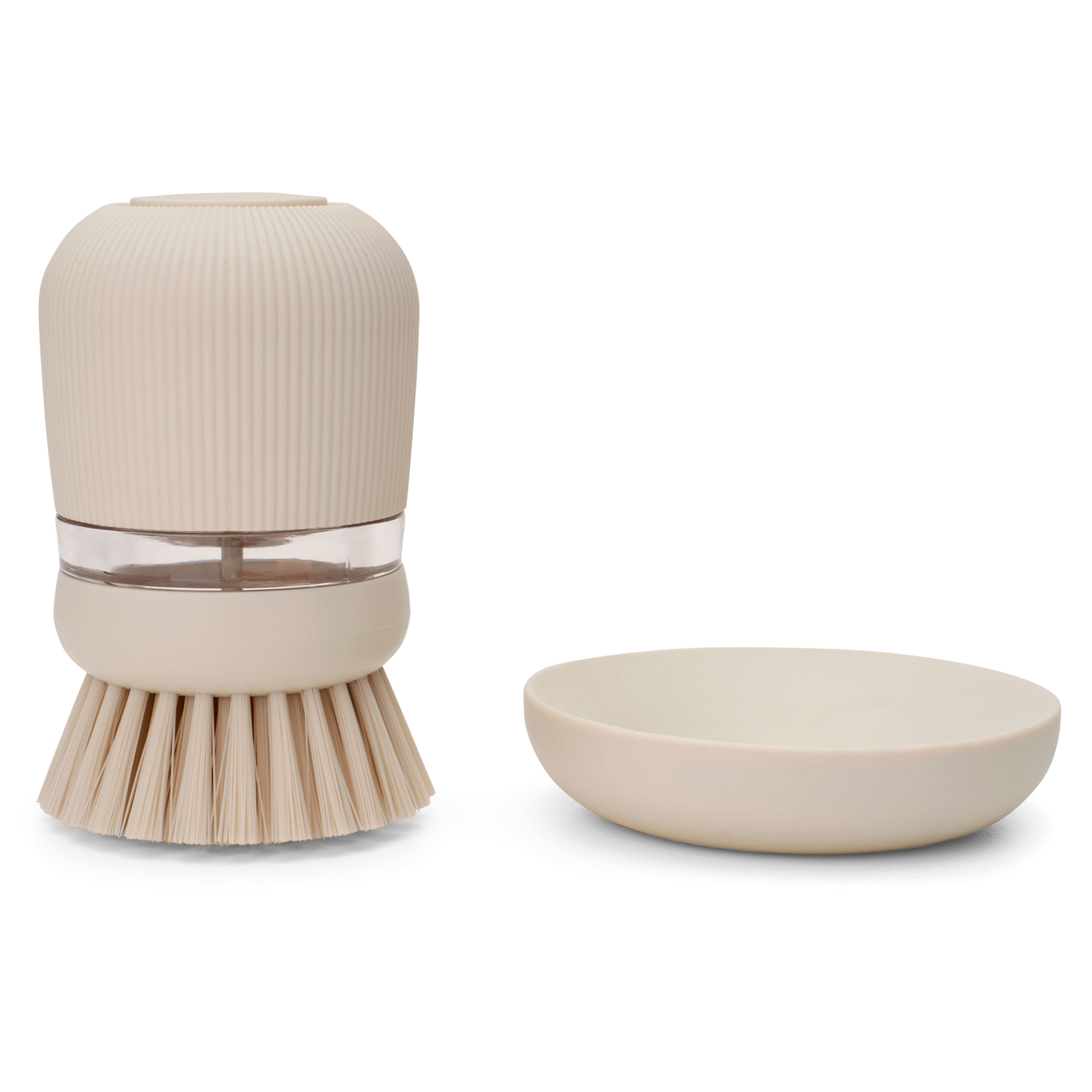 Sinkside opvaskebørste med sæbedispenser, soft beige