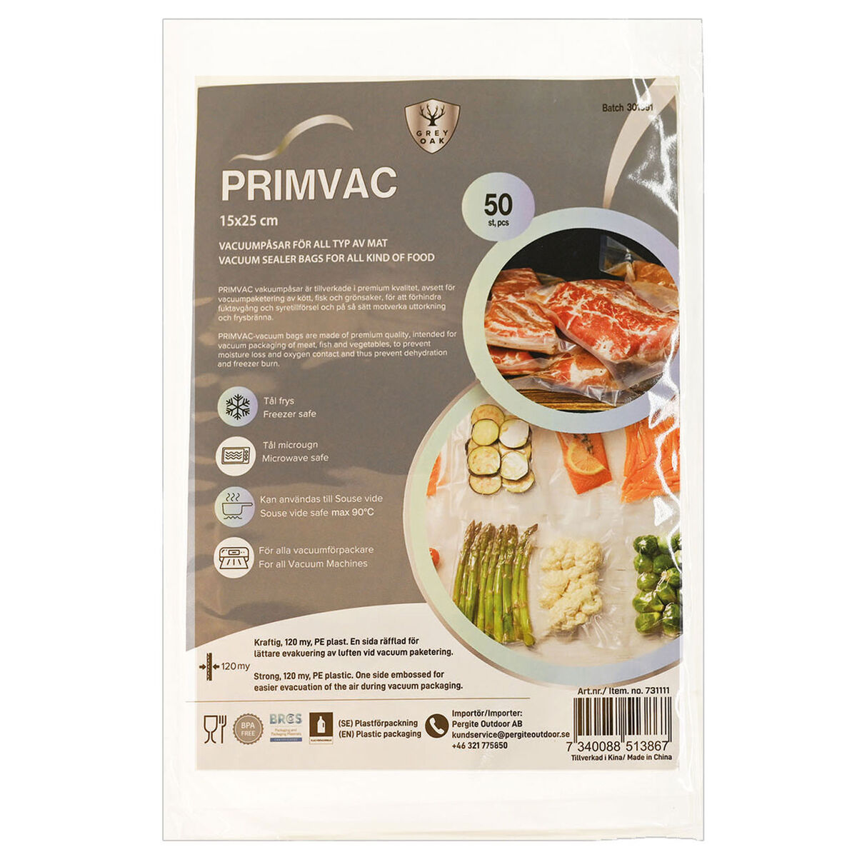 Primvac vakuumpåsar 15 × 25 cm 50-pack