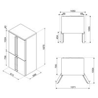 Victoria FQ960BL6 French Door kombiskab, sort