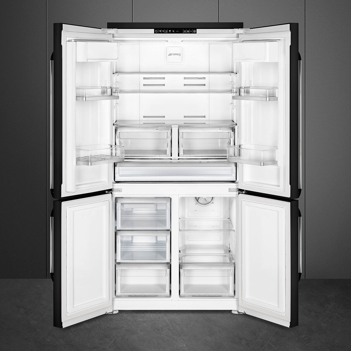 Victoria FQ960BL6 French Door kombiskab, sort